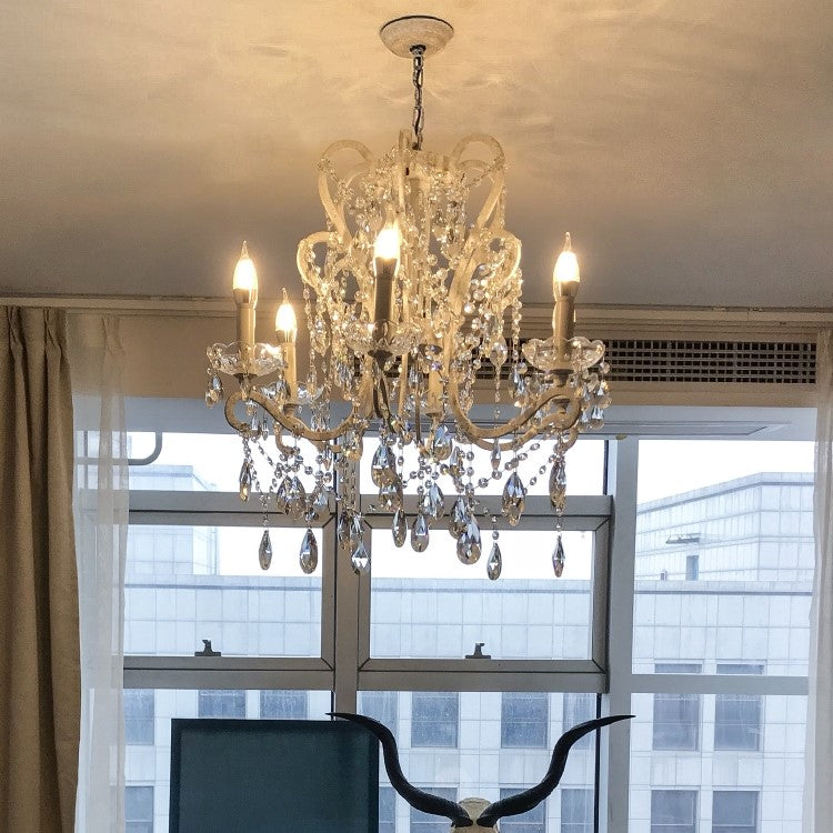 Nordic Vintage Candle Pendant Romantic Crystal Chandelier for Bedroom / Dining Room / Living Room-MEET LIGHTING