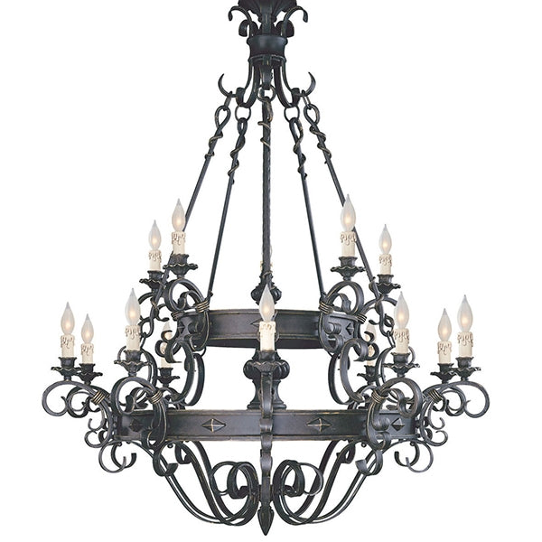 Vintage Iron Simple Candle Art Chandelier for Living Room / Villa / Stairs-MEET LIGHTING