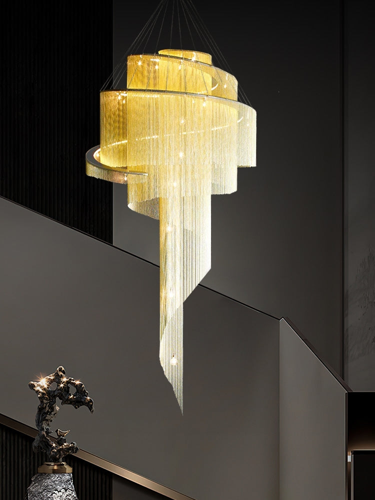 Extra Large Multi-layered Post-Modern Luxury Metal Chains Chandelier for High-ceiling Room-MEET LIGHTING