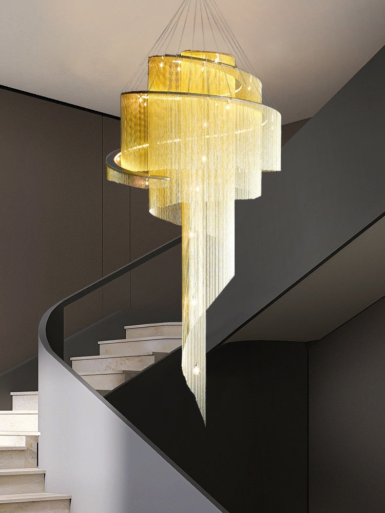 Extra Large Multi-layered Post-Modern Luxury Metal Chains Chandelier for High-ceiling Room-MEET LIGHTING