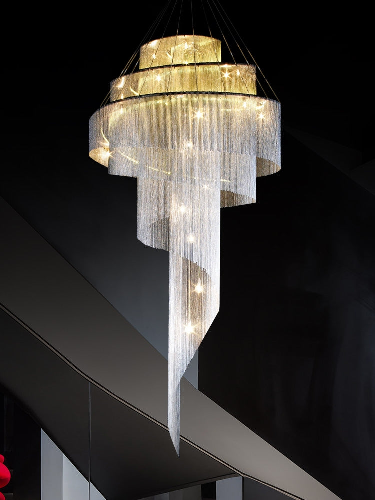 Extra Large Multi-layered Post-Modern Luxury Metal Chains Chandelier for High-ceiling Room-MEET LIGHTING