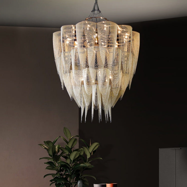Oversized Post-Modern Aluminium Chain Tassel Pendant Chandelier for Large Living Room/Staircase/Villa-MEET LIGHTING