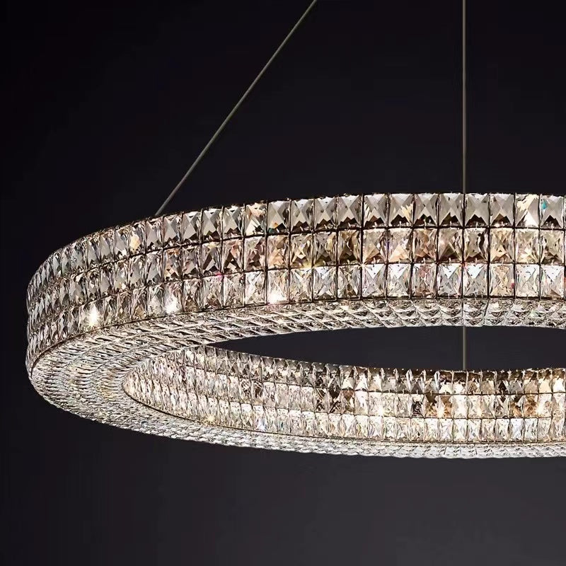 Oversized Modern Ring Pendant Light/Round Crystal Chandelier for Living/Dining Room/Bedroom-MEET LIGHTING