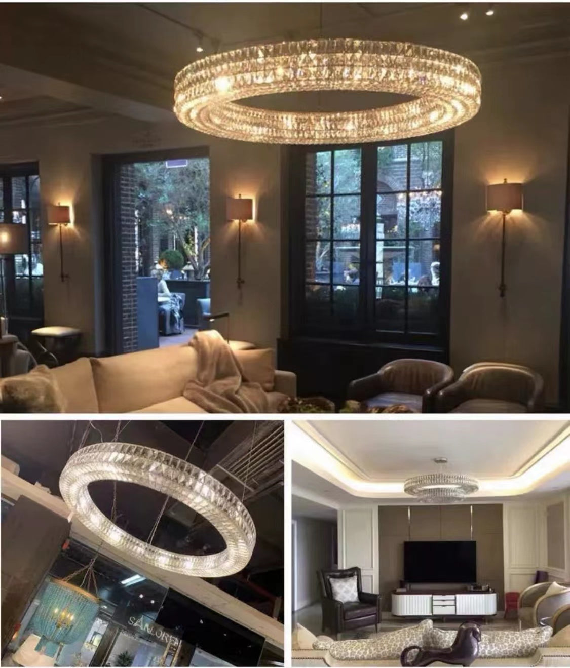 Oversized Modern Ring Pendant Light/Round Crystal Chandelier for Living/Dining Room/Bedroom-MEET LIGHTING