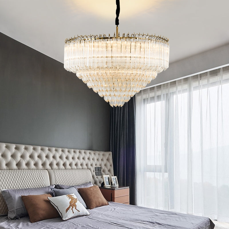 Multi-Tier Modern Light Luxury Crystal Rods Pendant Chandelier for Living Room/Bedroom/Foyer/Entrys-MEET LIGHTING