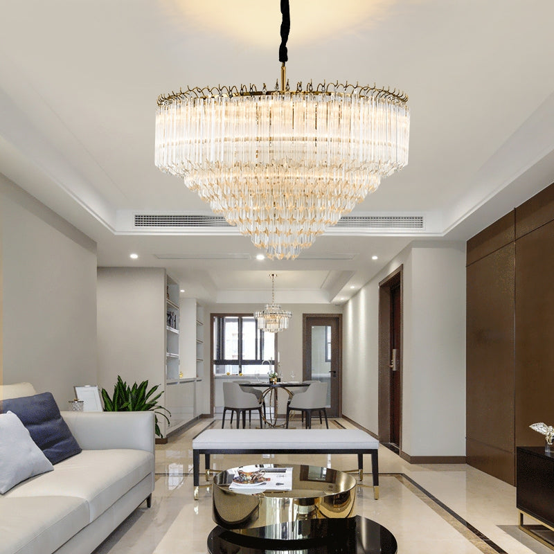 Multi-Tier Modern Light Luxury Crystal Rods Pendant Chandelier for Living Room/Bedroom/Foyer/Entrys-MEET LIGHTING