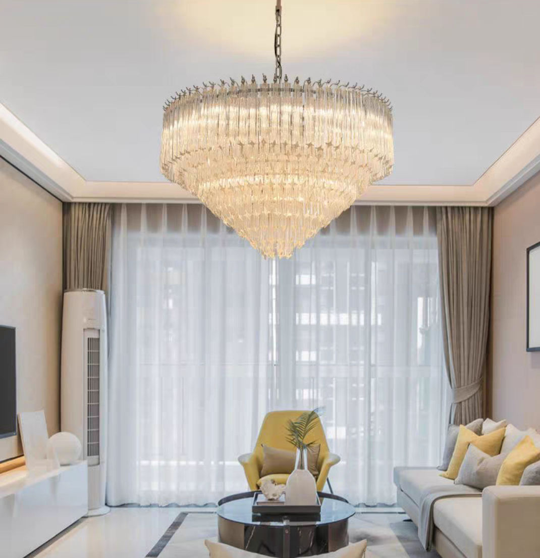 Multi-Tier Modern Light Luxury Crystal Rods Pendant Chandelier for Living Room/Bedroom/Foyer/Entrys-MEET LIGHTING