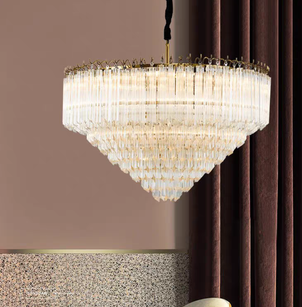 Multi-Tier Modern Light Luxury Crystal Rods Pendant Chandelier for Living Room/Bedroom/Foyer/Entrys-MEET LIGHTING