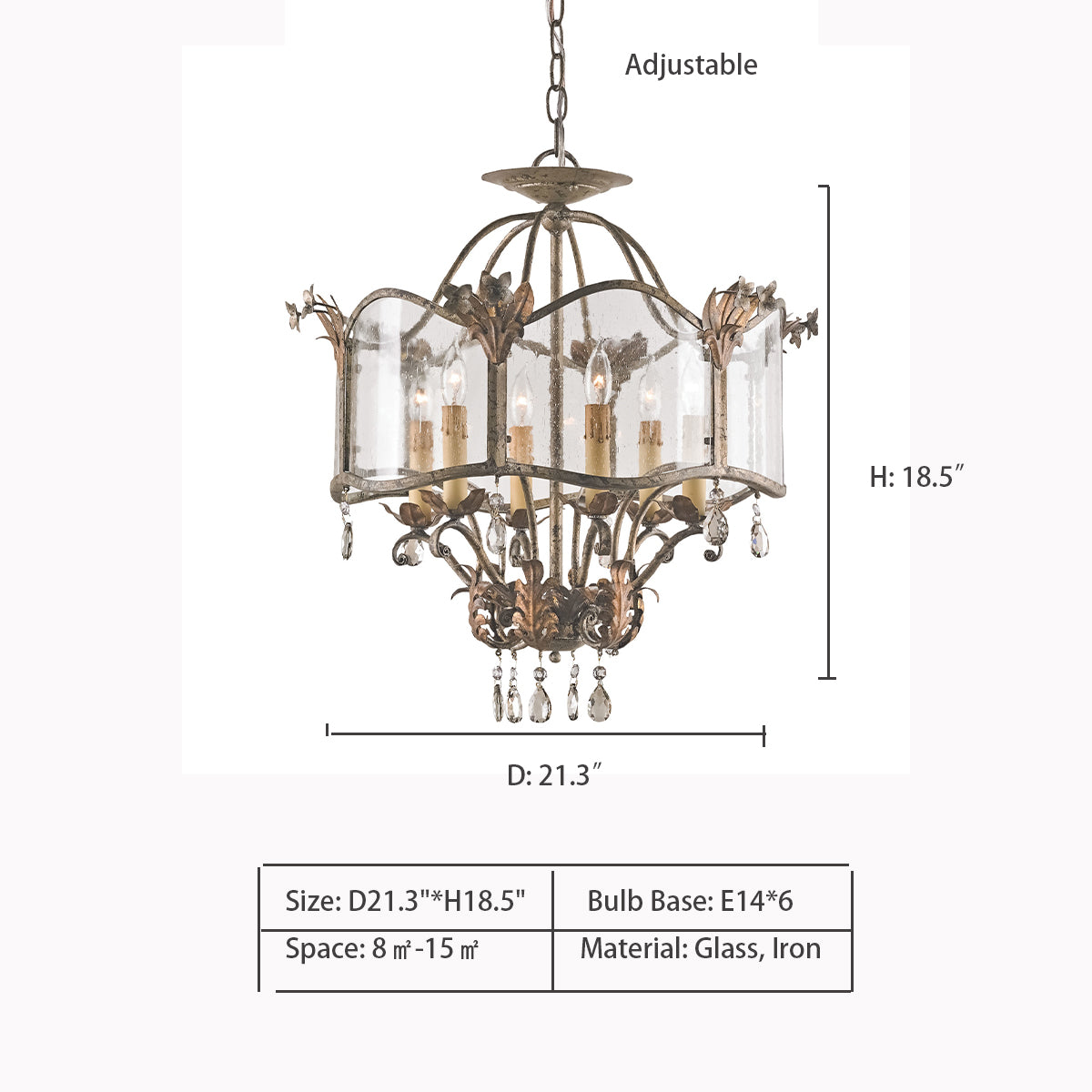 Affordable Retro Wrought Iron Glass Shade Candle Pendant Chandelier for Dining Room/Bedroom-MEET LIGHTING