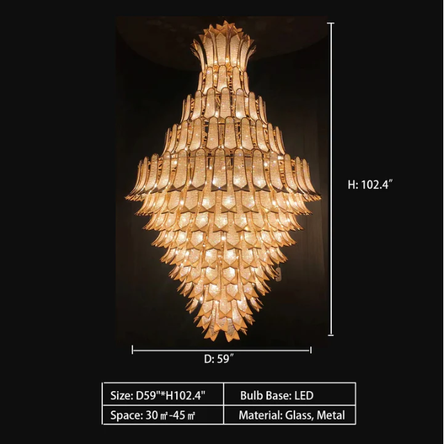 Extra Large Luxury Multi-tier Gold CrystalChandelier for Stairs/Large High-ceiling Room-MEET LIGHTING