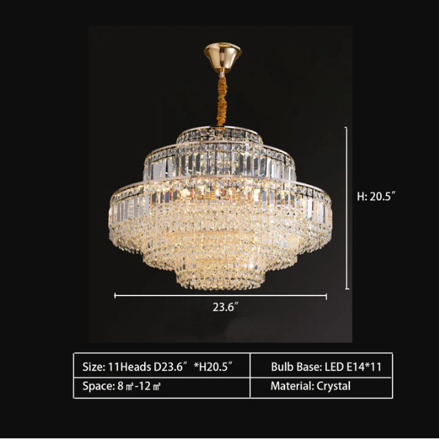 Modern Light Luxury Multi-tier Diamond Crystal Rod Pendant Chandelier for Living/Dining Room-MEET LIGHTING