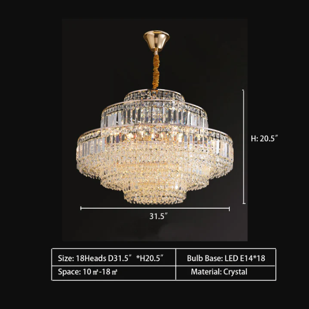 Modern Light Luxury Multi-tier Diamond Crystal Rod Pendant Chandelier for Living/Dining Room-MEET LIGHTING