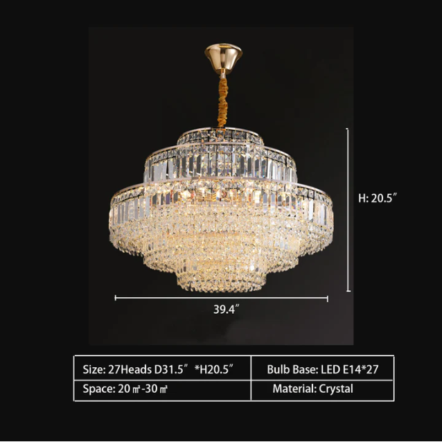Modern Light Luxury Multi-tier Diamond Crystal Rod Pendant Chandelier for Living/Dining Room-MEET LIGHTING