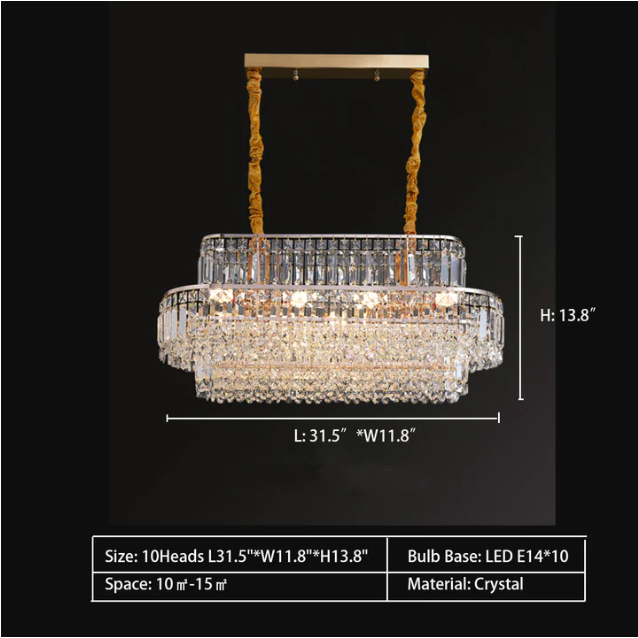 Modern Light Luxury Multi-tier Diamond Crystal Rod Pendant Chandelier for Living/Dining Room-MEET LIGHTING