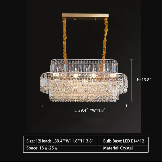 Modern Light Luxury Multi-tier Diamond Crystal Rod Pendant Chandelier for Living/Dining Room-MEET LIGHTING