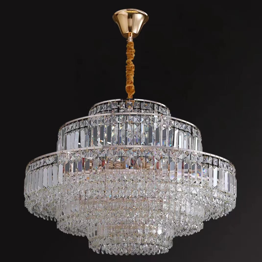 Modern Light Luxury Multi-tier Diamond Crystal Rod Pendant Chandelier for Living/Dining Room-MEET LIGHTING