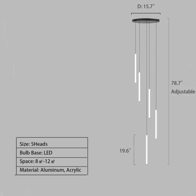 5Heads: S chandelier,chandeliers,round,liner,pendant,white,minimalist,nordic,bedside,dining room,living room,stairs,spiral staircase