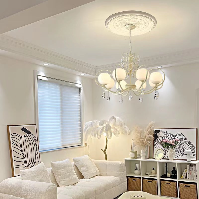 French Modern Minimalist Cream Style Dome Chandelier for Living Room/Bedroom-MEET LIGHTING