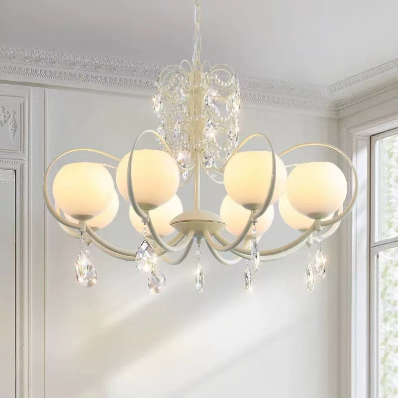French Modern Minimalist Cream Style Dome Chandelier for Living Room/Bedroom-MEET LIGHTING