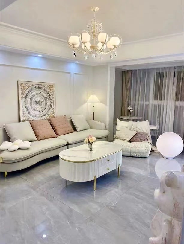 French Modern Minimalist Cream Style Dome Chandelier for Living Room/Bedroom-MEET LIGHTING