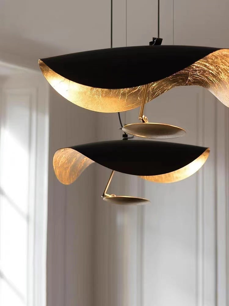 Designer Model Modern Art Hat Shape Gold Leaf Pendant Chandelier for Living/Dining Room-MEET LIGHTING