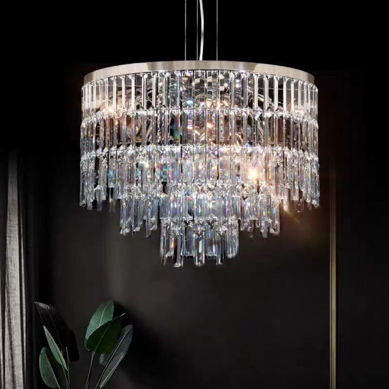 Modern Light Luxury Trendy Layers Crystal Pendant Chandelier for Living Room/Bedroom-MEET LIGHTING