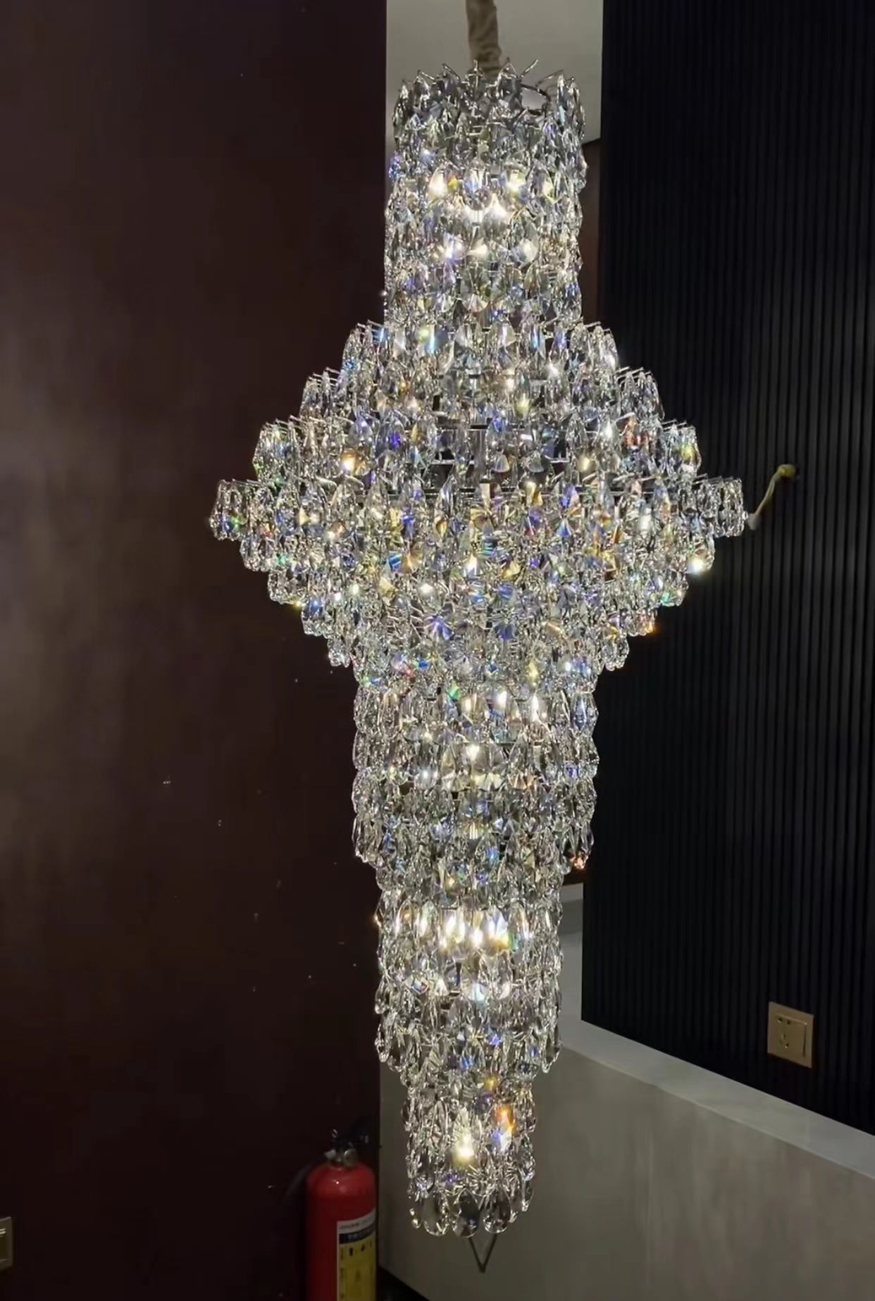 Modern Nail Shaped Crystal Chandelier For Foyer/Staircase/High-ceiling-MEET LIGHTING