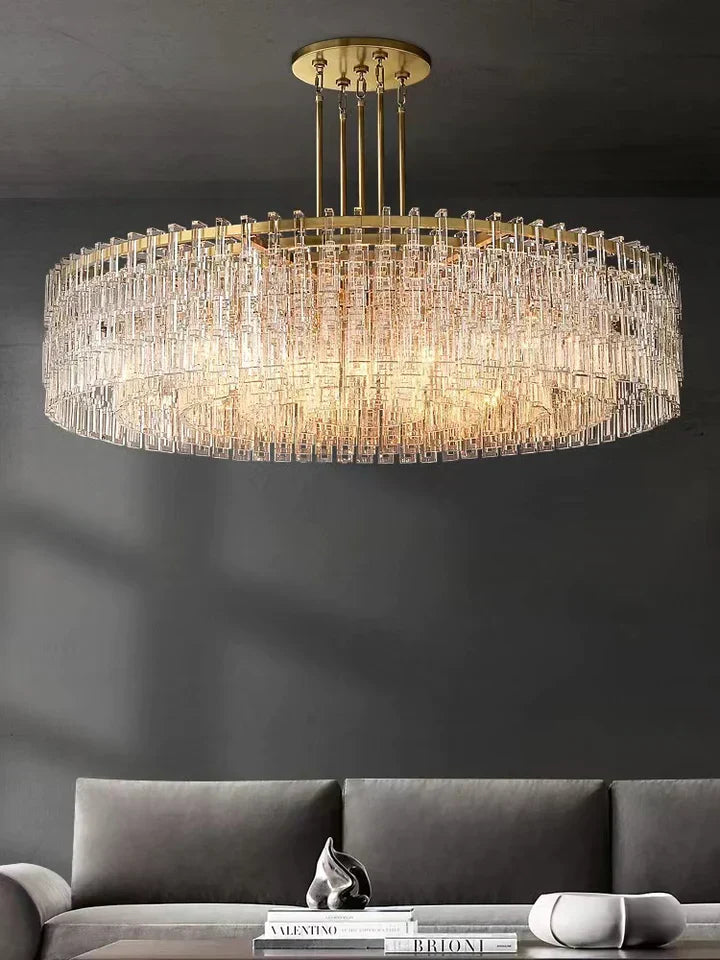 Extra Large Multi-layer Round/ Rectangle Crystal Ceiling Chandelier for Living/ Dining Room-MEET LIGHTING