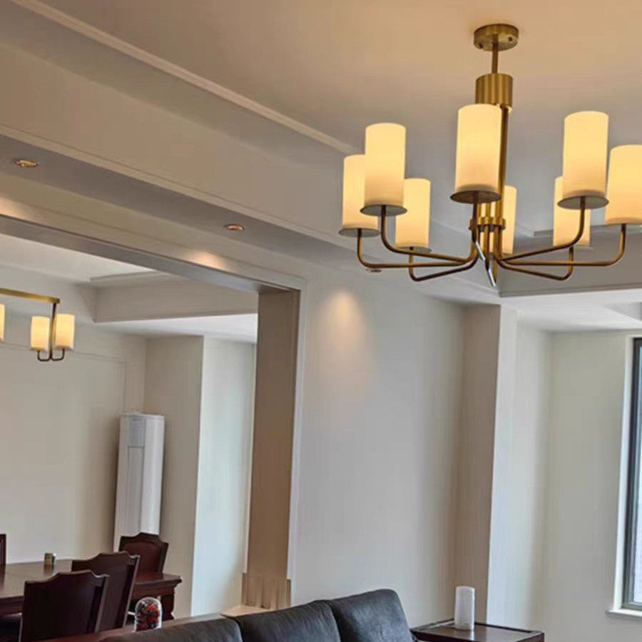 Modern Style Minimalism White Shades Chandelier/Wall Light in Brass-MEET LIGHTING