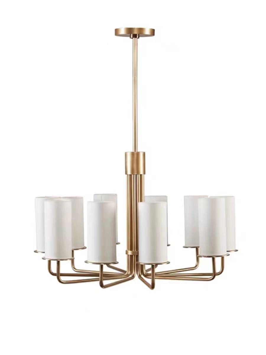 Modern Style Minimalism White Shades Chandelier/Wall Light in Brass-MEET LIGHTING