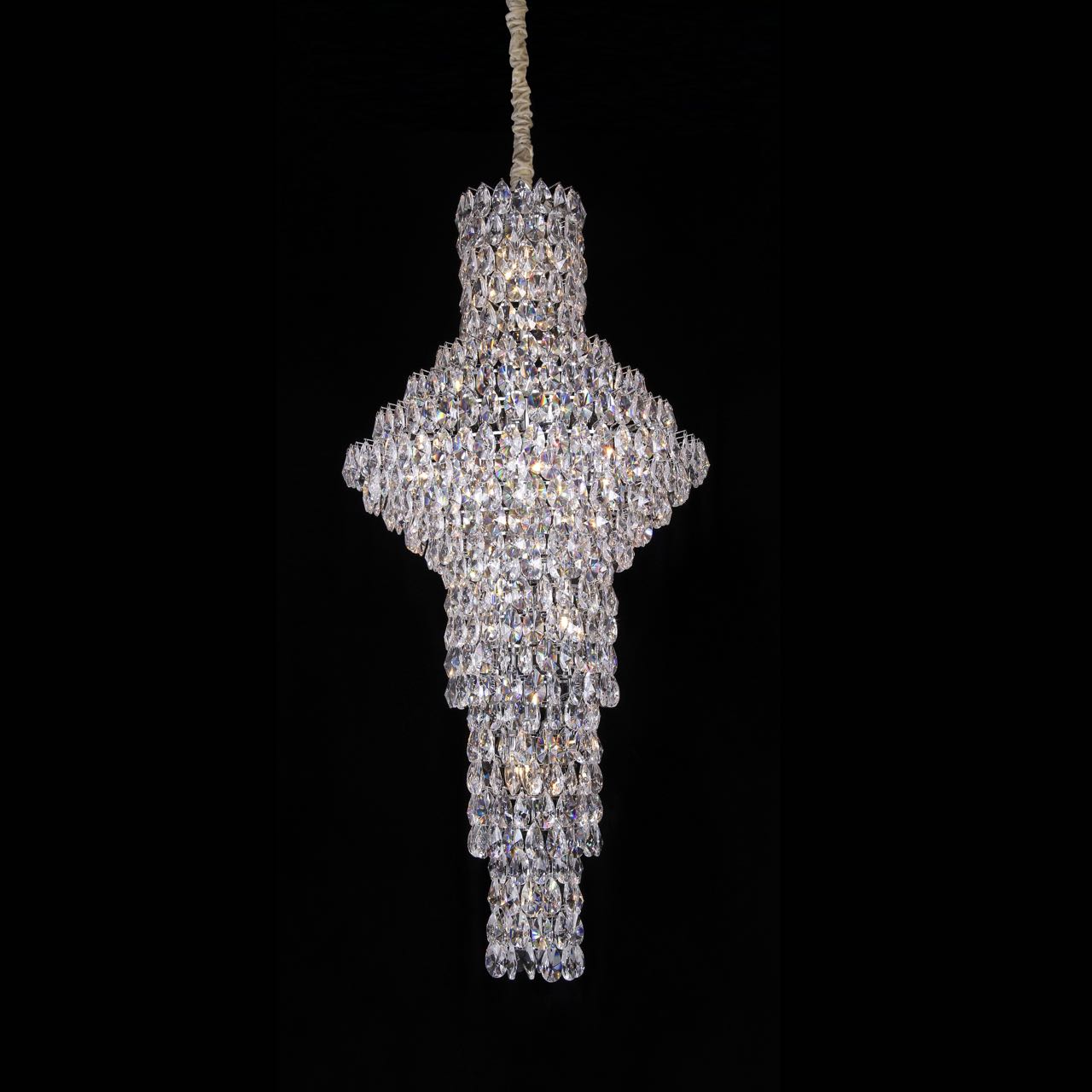 Modern Nail Shaped Crystal Chandelier For Foyer/Staircase/High-ceiling-MEET LIGHTING
