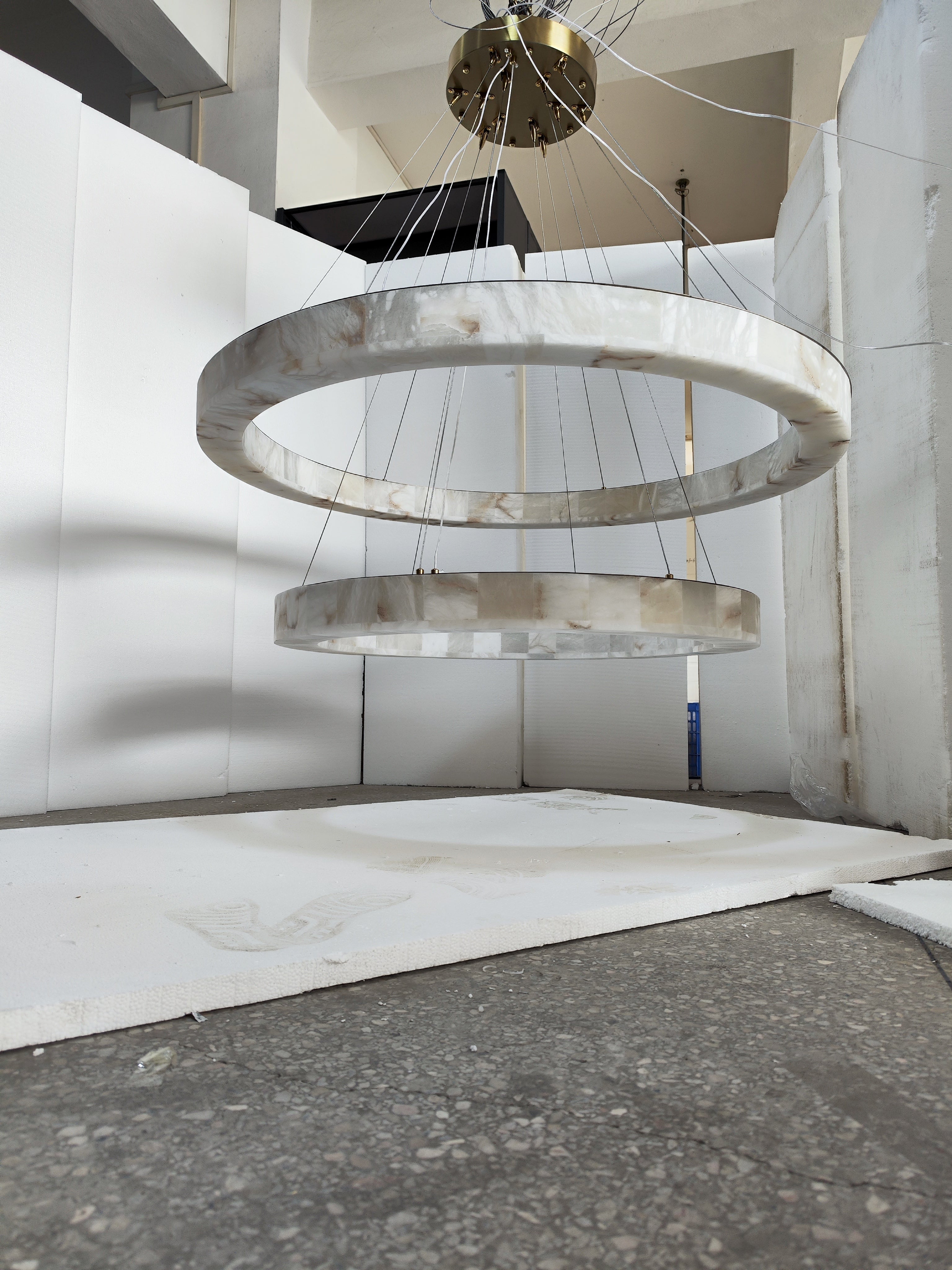 Rivage Two-Tier Luxury Modern Alabaster Round Chandelier 60"-MEET LIGHTING