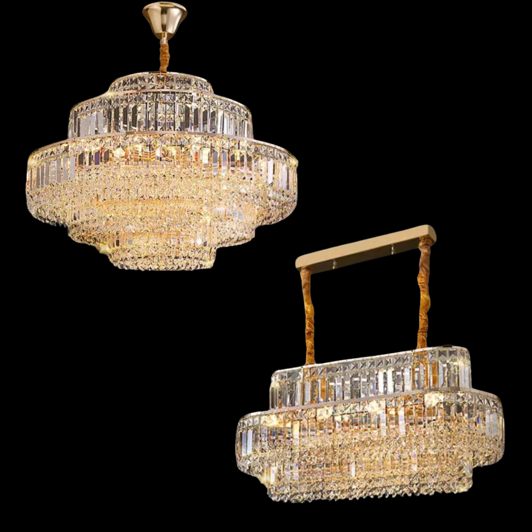 Modern Light Luxury Multi-tier Diamond Crystal Rod Pendant Chandelier for Living/Dining Room-MEET LIGHTING