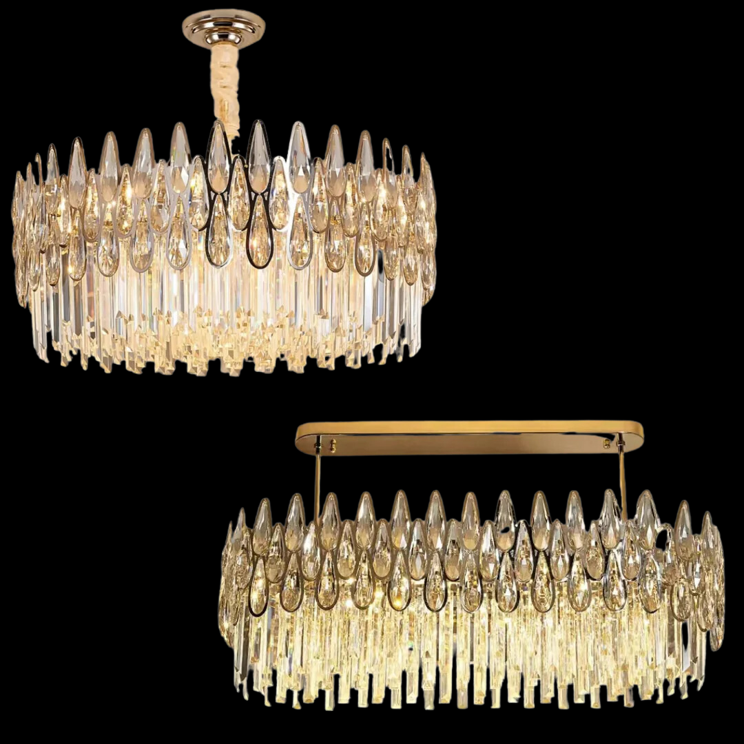 Modern Round/Rectangular Raindrop Crystal Chandelier for Low-ceiling-MEET LIGHTING