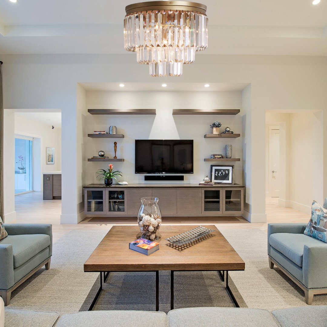 Modern Tiered Flush Mount Crystal Chandelier-MEET LIGHTING