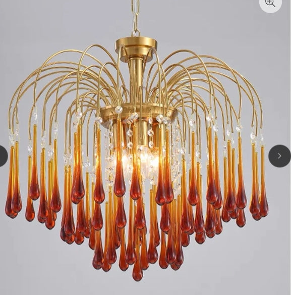 Vintage – Murano Teardrops Chandelier – 70s – Pink prisms
