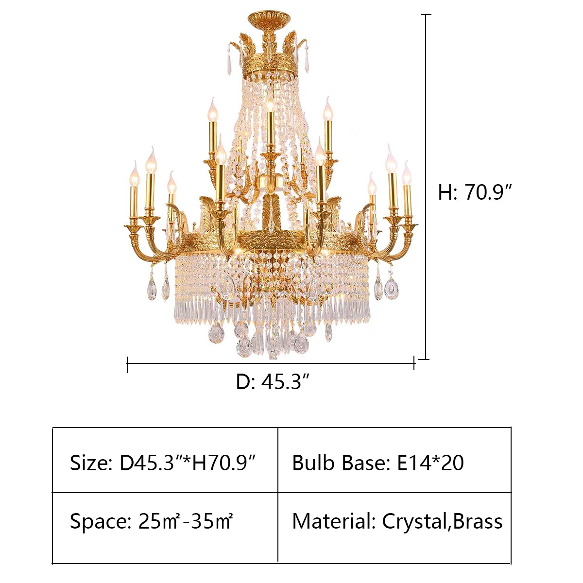 Stunning Oversized Luxury Golden Metal Candle Crystal Tassel Chandelier For High-ceiling Staircase/Entryway/Living/Meeting Room-MEET LIGHTING