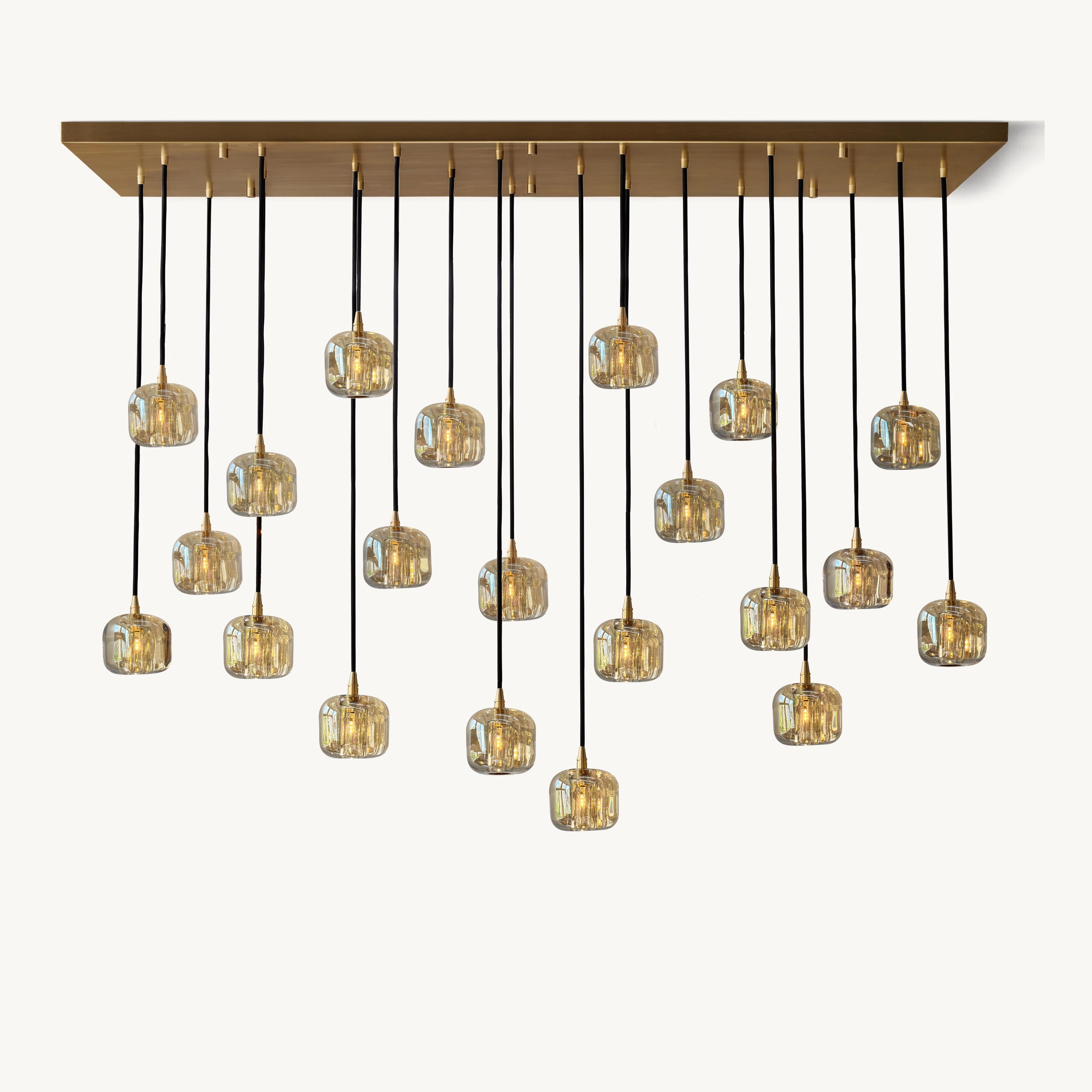 Velorin72 Inch Amber Crystal Cube Rectangular Chandelier