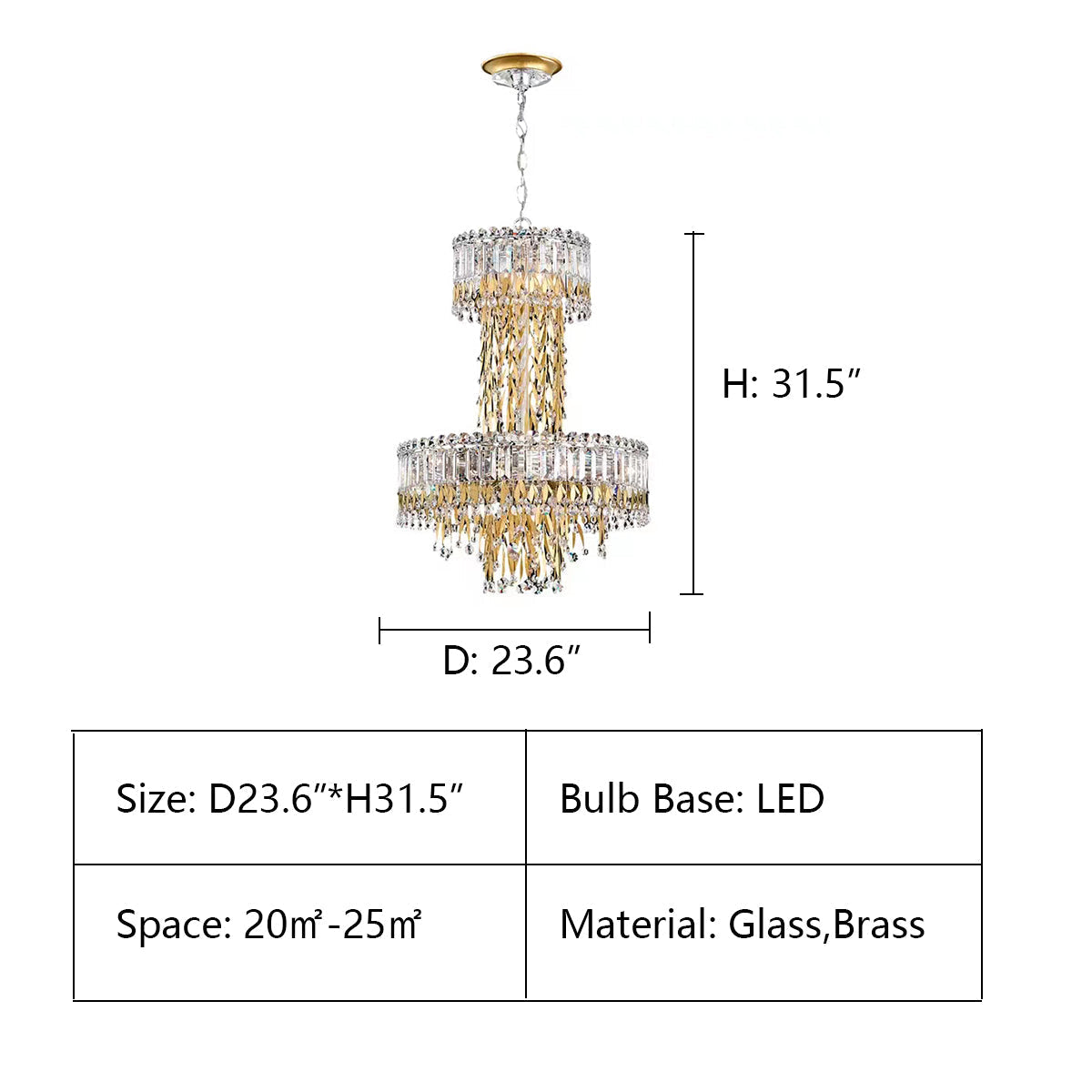 D23.6"*H31.5" Triandra Chandelier,chandelier,chandeliers,leaf,leaves,gold,crystal rod,rods,crystal,luxury,empire,two layers,large,oversized,big