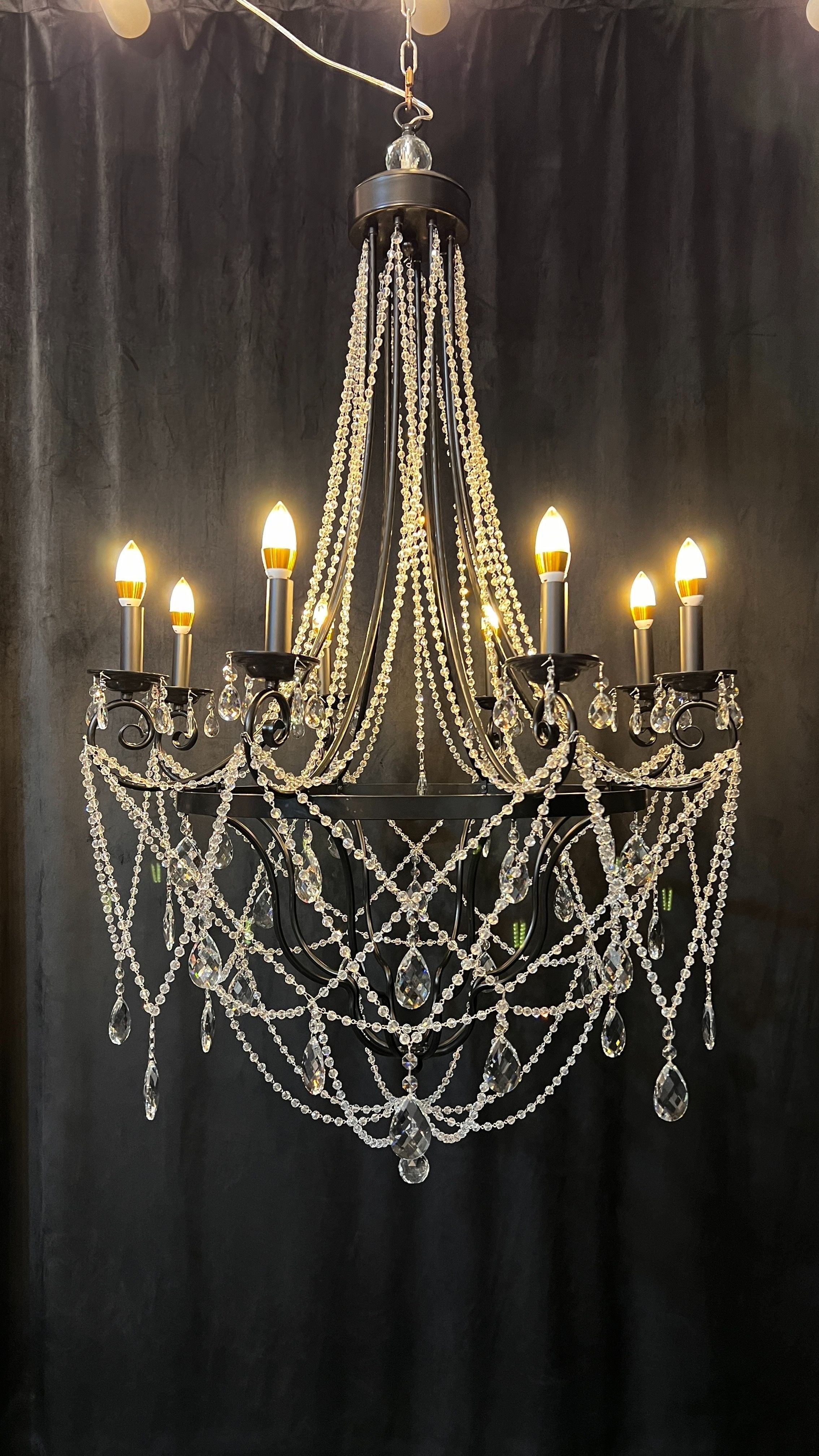 Affordable French Vintage Iron Crystal Pendant Candle Chandelier for Living Room / Restaurant / Cafe / Hotel lobby-MEET LIGHTING