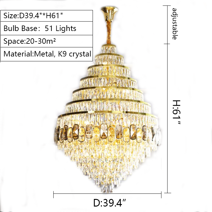 Honeycomb Shaped Ceiling Chandelier Extra Large Crystal Light Fixture For Foyer Staircase/ Entryway In Gold Finish-MEET LIGHTING