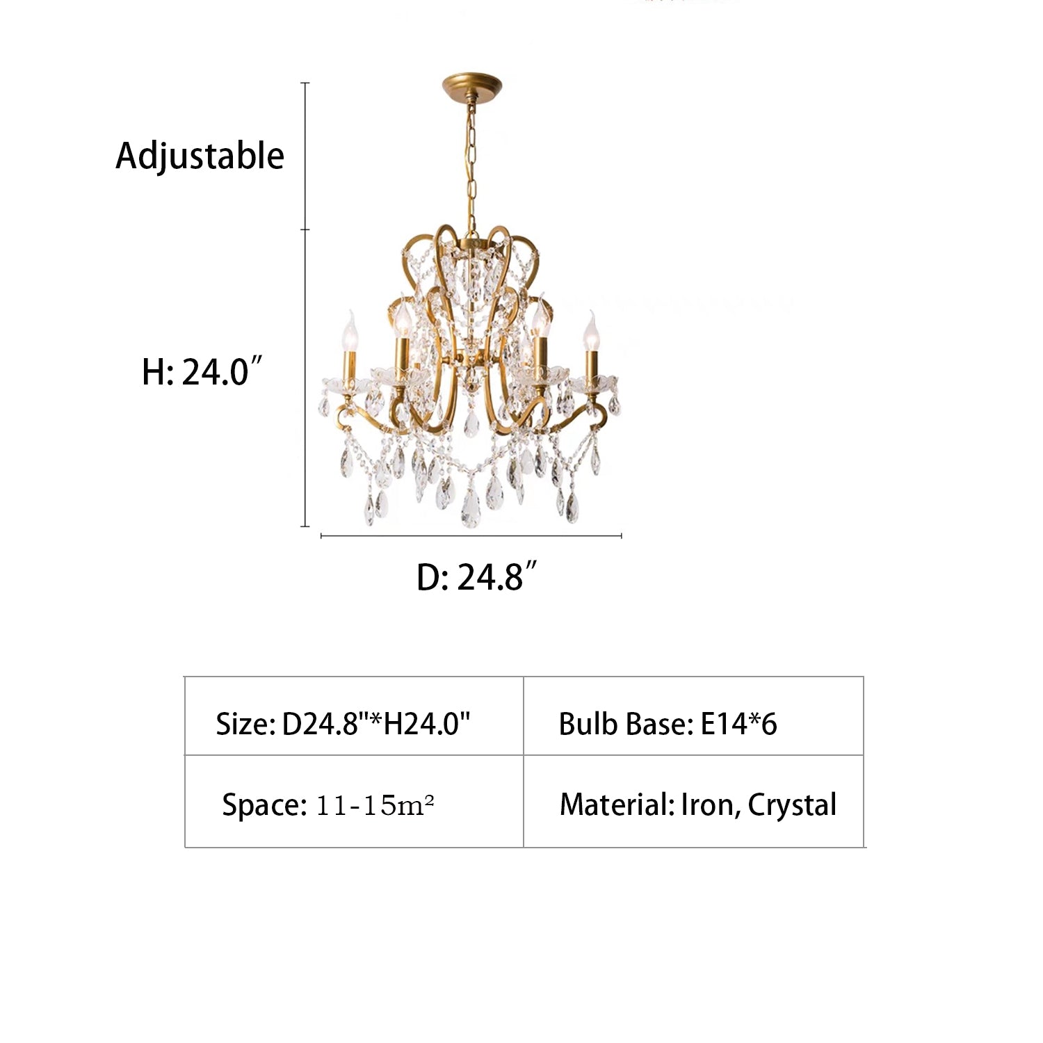 Nordic Vintage Candle Pendant Romantic Crystal Chandelier for Bedroom / Dining Room / Living Room-MEET LIGHTING