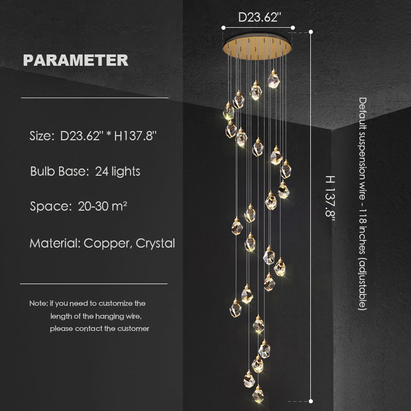 Modern Crystal Chandelier Foyer Living Room Droplight Hall Decoration Lights-MEET LIGHTING