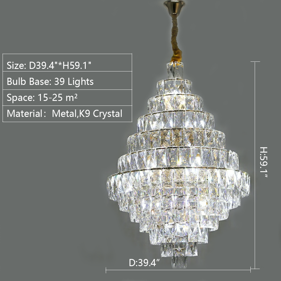 Extra Large Foyer Pure Crystal Ceiling Light Fixture Living Room Entrance Staircase Chandelier-MEET LIGHTING