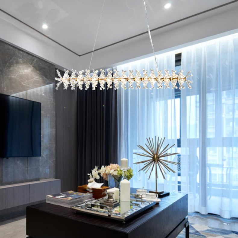 2 Wheel Frozen Ice Crystal Chandelier Light For Living Room Dining Hall-MEET LIGHTING