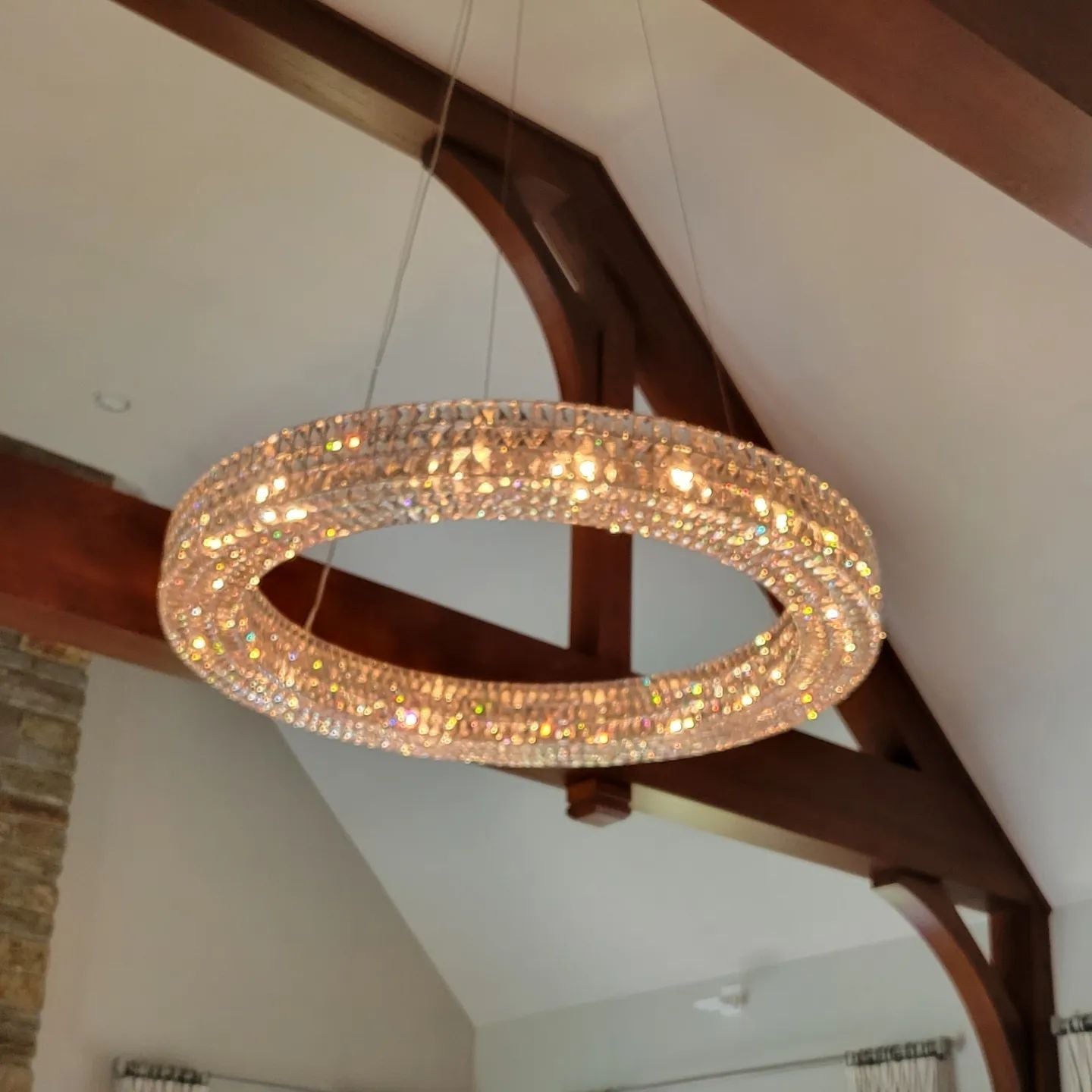 Oversized Modern Ring Pendant Light/Round Crystal Chandelier for Living/Dining Room/Bedroom-MEET LIGHTING