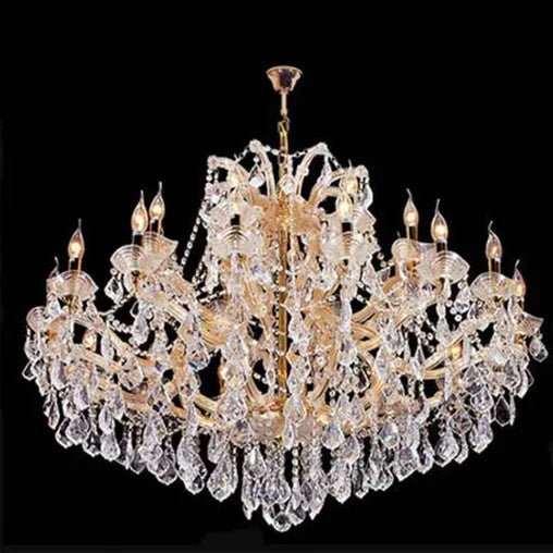 Luxury 25-Light Candle Crystal Chandelier in Gold/Chrome Finish-MEET LIGHTING