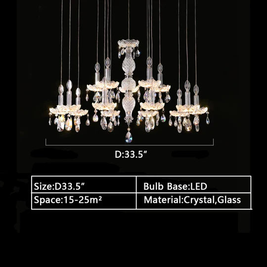 French Romantic Candle Crystal Chandelier White Modern Art Creative Pendant Light For Living Room/Dining Room/Bedroom-MEET LIGHTING