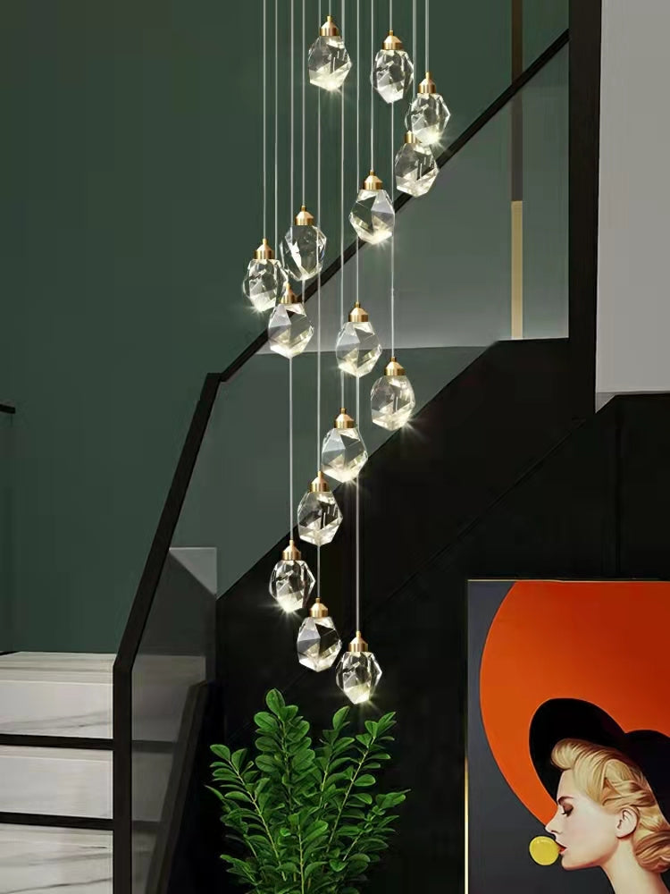 Modern Crystal Chandelier Foyer Living Room Droplight Hall Decoration Lights-MEET LIGHTING