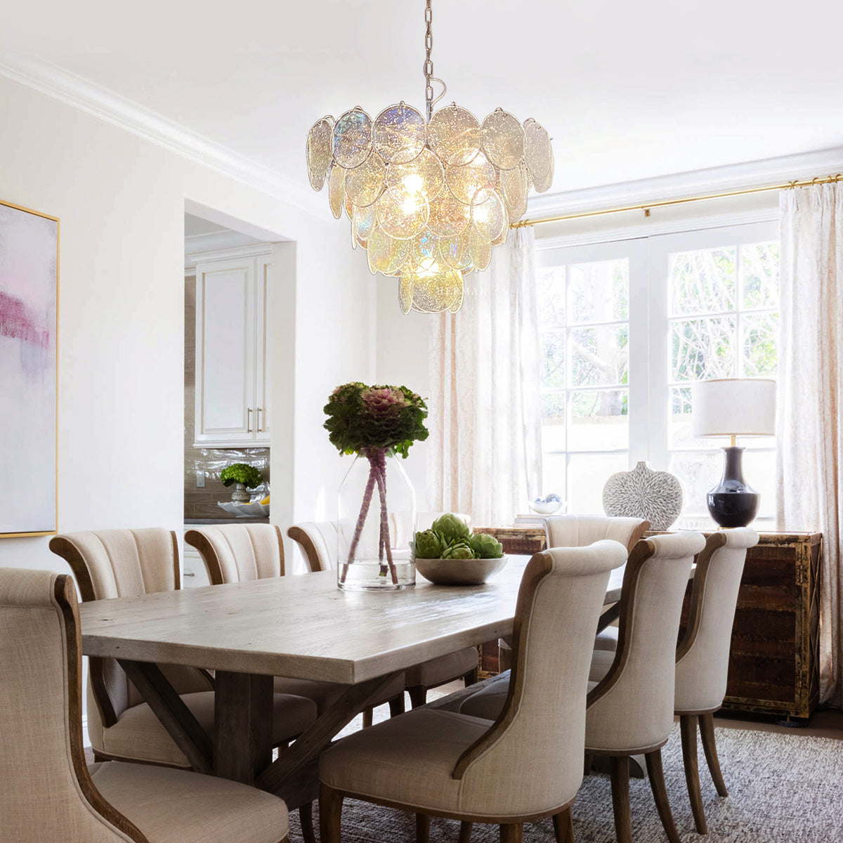 Murano Glass Chandelier 57 Iridescent Glass
